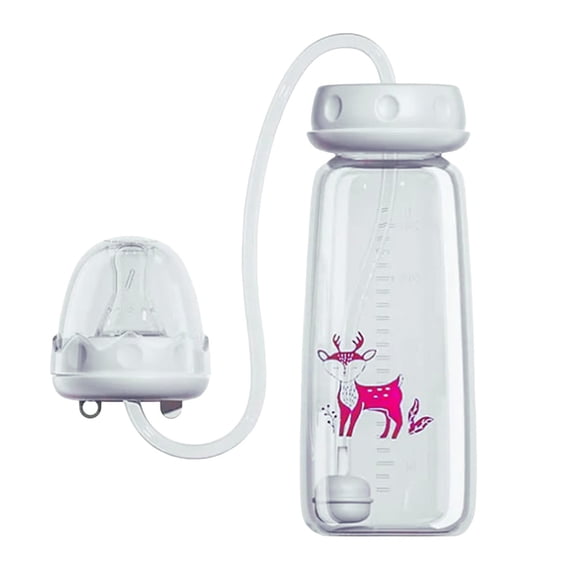 MOPOOR Hands Free Bottle, 240ml Bottle with Fast Nipple and Teat, Includes Tube Feeding, Designed for Convenient Feeding