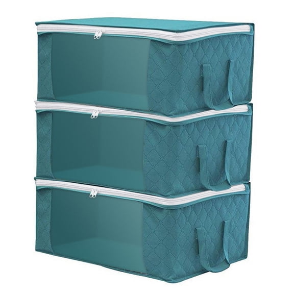 MOPOOR Home Closet Storage Bags Clothes Container Bag Foldable Pouches Home Organizer for Comforters,Bedding, Foldable Organizer with Reinforced Handle, Clear Window, Sturdy Zippers