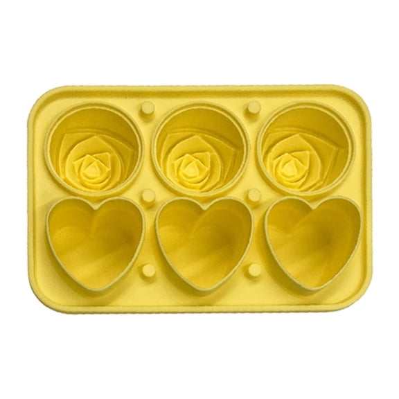 MOPOOR Ice Cube Tray, Rose Ice Cube Trays With Covers, 6 Cavity Silicone Rose Ice Ball Maker, Easy Release Large Ice Cube Form for Chilled Cocktails, Whiskey, Bourbon & Homemade Juice