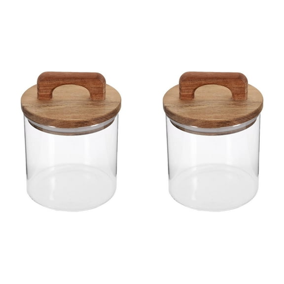 MOPOOR Large Glass Jar with Airtight Lid Glass Canister, Glass Food Containers Wooden Lid Suit for Kitchen Pantry for Flour, Tea, Coffee Beans, Sugar, Cookies