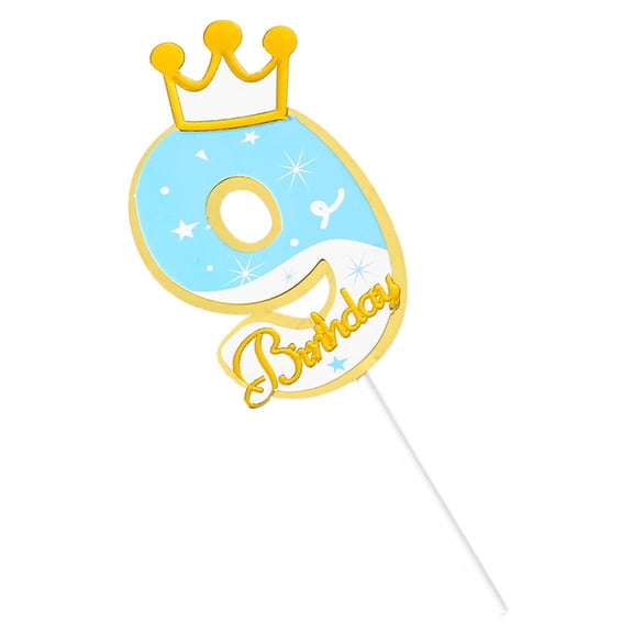 MOPOOR Light Blue Number Birthday Cake Insert Card, Personalized Cake Decoration Insert Card, Happy Birthday Cake Topper, Double Sided Glitter Card, Customized Name Cake Decoration, for Dessert