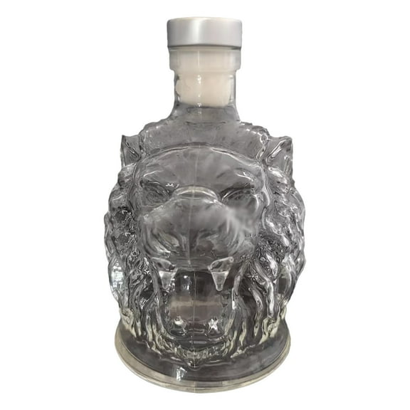 MOPOOR Lions's Whiskey Decanter - Animal Shape Liquor Dispenser Bottle Novelty Glass Wine Decanter Decorative Spirits Decenter Gift Lions Head Wine Bottles | Liquor Dispensar for Men Shelf Display