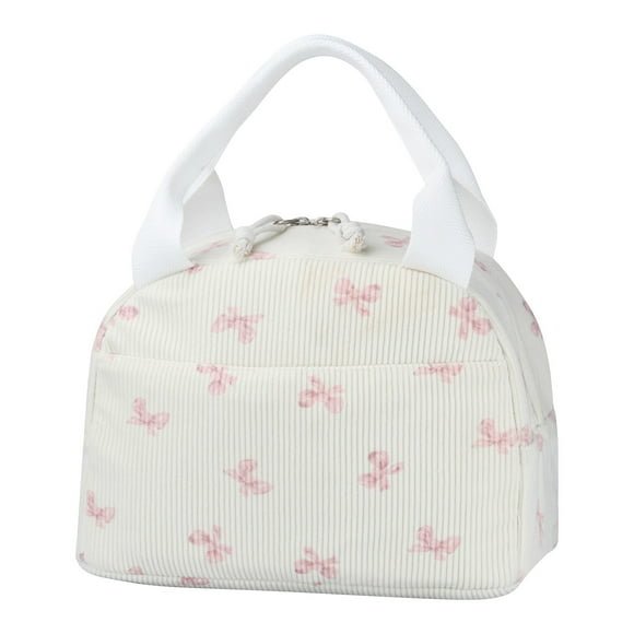 MOPOOR Lunch Bag - Insulated Lunch Box, Reusable Large Capacity Cooler Bag, Small Leakproof Cute Corduroy Lunch Tote for Work Office Travel Picnic