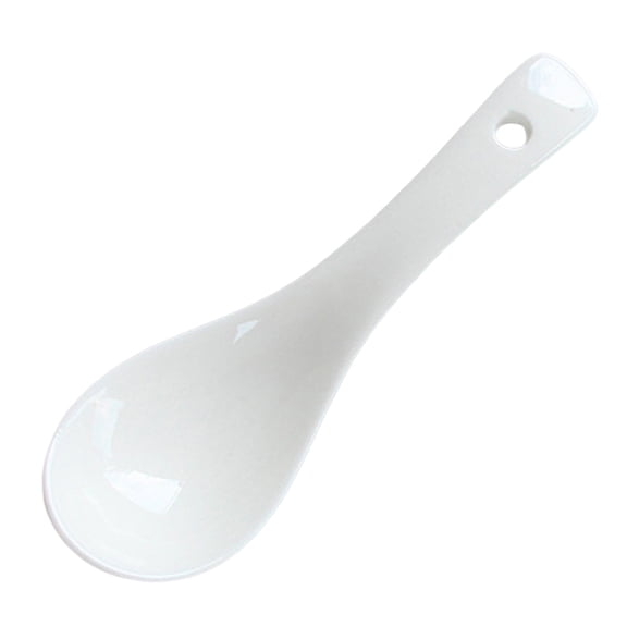 MOPOOR Minimalist Pure White Ceramic Soup Ladle - Bone China Big Ladle, Deep Porcelain Flatware, Asian Soup Spoon for Ramen Pho Wonton Dumpling Miso, Deep Oval Hook Design