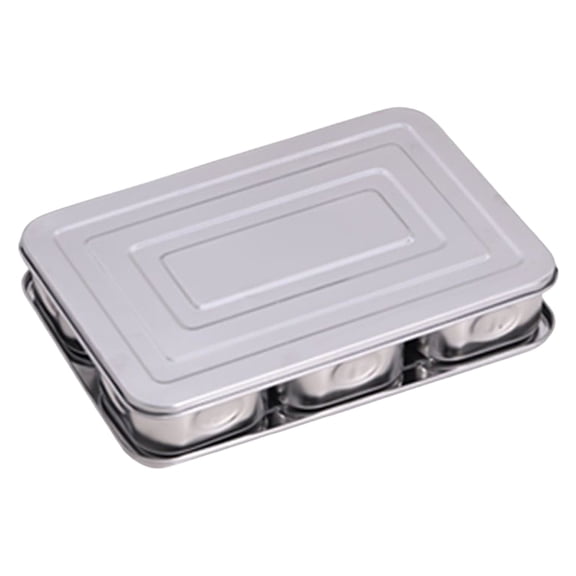 MOPOOR Multi Compartment Stainless Jars Kitchen Storage Box for Seasonings Sugar Pepper Sturdy Design 6 Grids,Food Storage Container Spice Organizer Jars, Spice Salt Sugar, Kitchen Utensils