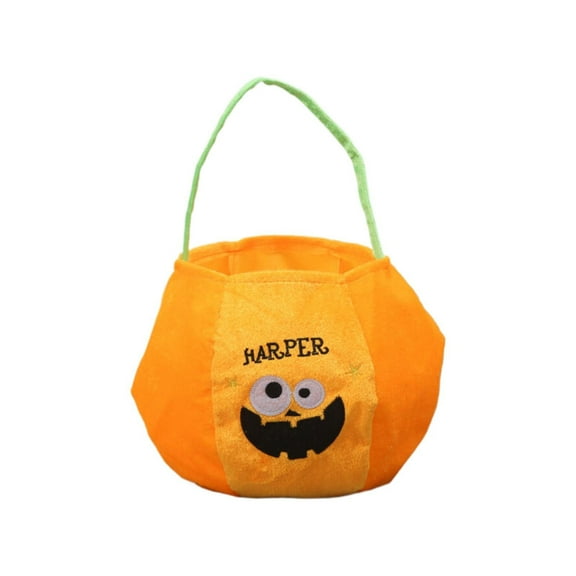 MOPOOR Personalized Halloween Trick or Treat Bags for Kids, Custom Name Halloween Candy Bags,Halloween Trick or Treat Bucket Bag,Halloween Candy Bags Pumpkin Buckets Halloween Trick