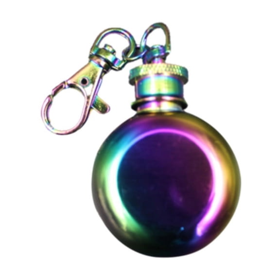 MOPOOR Portable Tour Flask, 304 Stainless Steel, Leak Proof Wine Bottle with Key Chain, for Travel Carry, Small Round Snuff Bottle, White Wine Design, Useful Gift