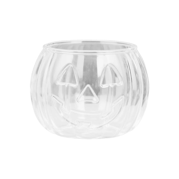 MOPOOR Pumpkin Shaped Glass Coffee Mug ,Halloween Pumpkin Cup High Borosilicate Single Layer Glass Cup Without Handle, for Home, Office, Party Drinking Cups Microwave Safe