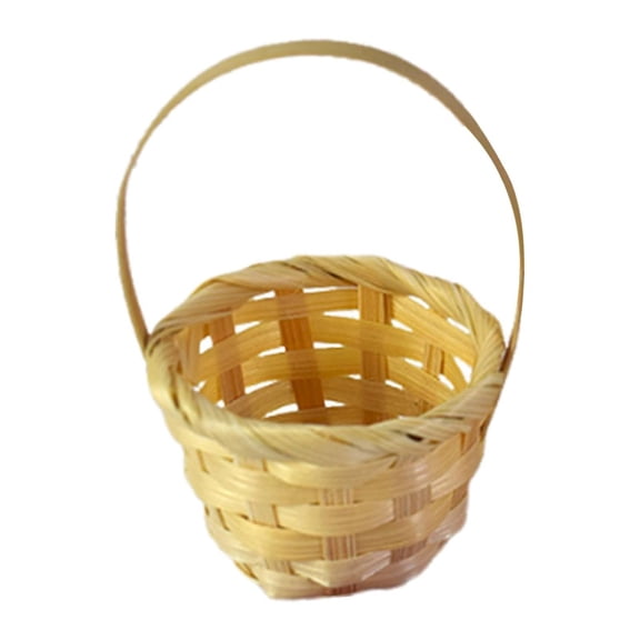 MOPOOR Rattan Wicker Basket, Basket Flower Arrangement Basket with Handle Miniature Woven Desktop Orament for Wedding Flower Petals, Confetti, Candy, Gift, Storage & Home Decor