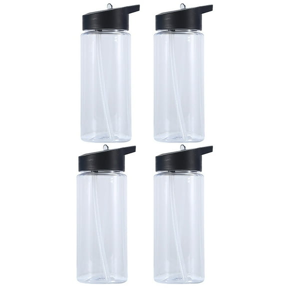 MOPOOR Set of 4 Double Wall Sport Water Bottle with Sipper, Shatter-Resistant Clear, Double Wall Clear Water Bottle, Bulk Plastic Snow Globe Tumbler