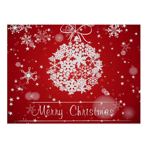 MOPOOR Snow Winter Placemats,Christmas Placemats for Dining Table, Seasonal Winter Xmas Holiday Rustic Vintage Thanksgiving Washable Table Mats for Party Kitchen Dining Decoration 