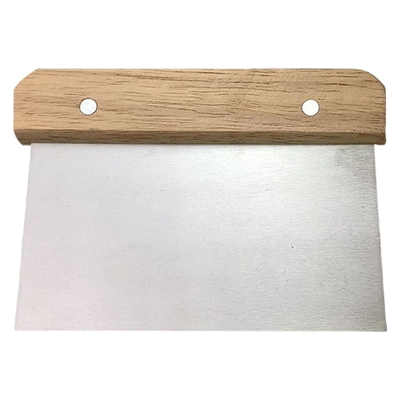 MOPOOR Stainless Dough Scraper Scraper with Wooden Handle & Ruler for Bread and Pizza Cutter - Stainless Steel Metal Griddle Scraper Chopper,for Sourdough Bread, Pizza, and Flat Top Griddles 