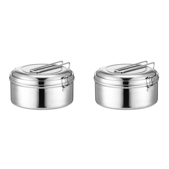 MOPOOR Stainless Steel Leak Proof Food Storage Container with Handle and Lid, Snack Bowl, Stainless Steel Bento Lunch Box, Soup Bowl, Noodle Pot, Ramen Cooker, Induction Cooker Directly