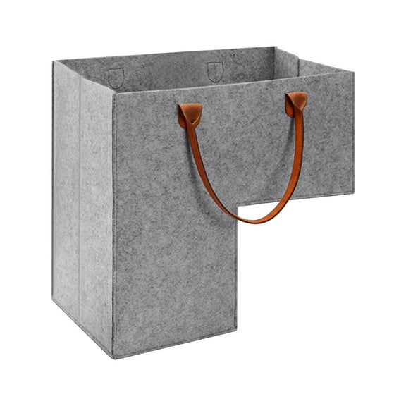 MOPOOR Stair Basket for Carpeted Stairs and Wooden Stairs Stair Basket with Leather Handles for Carpeted and Wooden Stairs, Flax Foldable Stair Step Basket with Drawer and Leather Handles 
