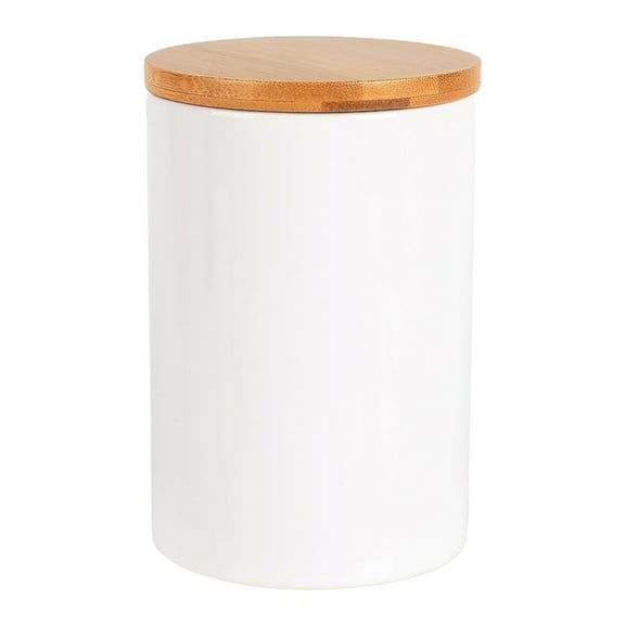 MOPOOR Tea Coffee Sugar Canisters 8.8 Oz Sugar Container Ceramic Tea Jars with Airtight Lid Kitchen Canisters Food Bamboo Lids, Tea Coffee Sugar Container Set for Counter, Kitchen Decor