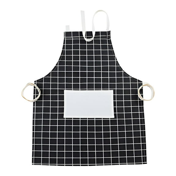 MOPOOR Thickened Cotton Grid Pattern Cooking Apron Heat-Resistant Oilproof Apron for Home Kitchen, Durable Thick Fabric Protects Clothing While Cooking, Baking, Grilling, Comfortable and Stylish