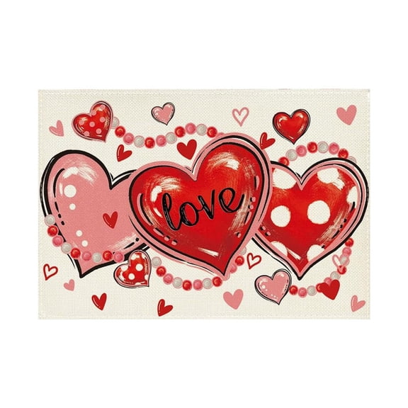 MOPOOR Valentine Placemats Set, Reusable Valentines Plastic Table Mats, Waterproof Red Love Heart Place Mats, for Indoor, Outdoor, Party, Kitchen, Dining, and Table Decoration