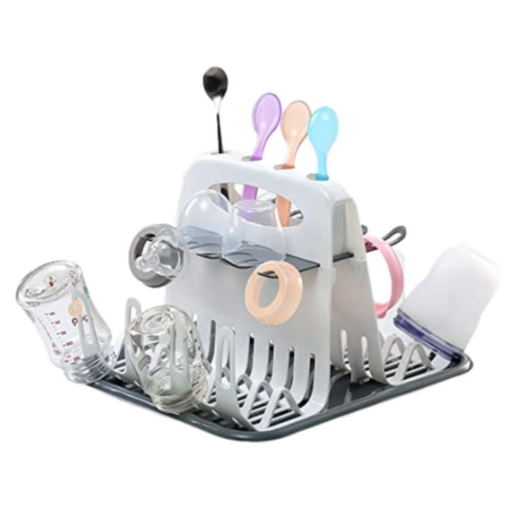 MOPOOR Vertical Baby Bottle Drying Rack, Space Saving Countertop Drying Rack Baby Accessory,Baby Bottle Organizer for Countertop,Nipple Portability and Organization