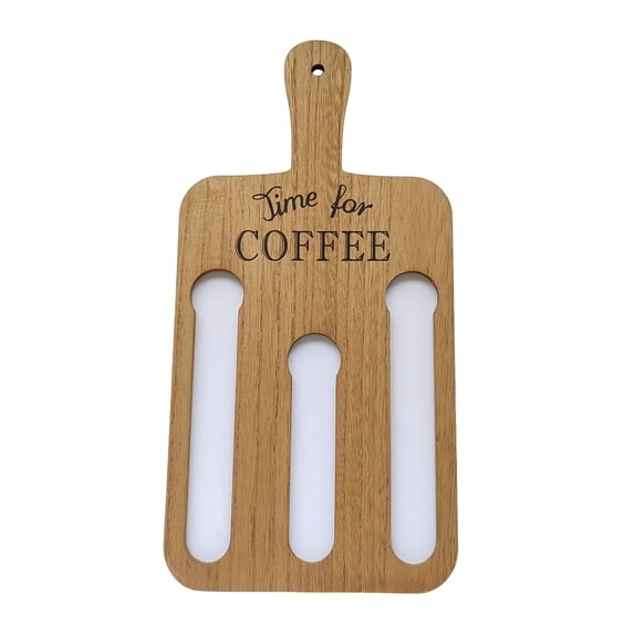 MOPOOR Wooden Coffee Pod Storage Organizer Stand, Rectangular Wall Mount Cup and Pods Holder with Handle, Coffee Pod Rack for Home and Office, Keeps K-Cups and Capsules Neat and Accessible