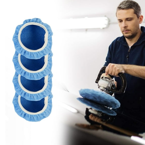 MOPOOR Wool Polishing Buffing Pad Set, Wool Buffing Wheel for Drill, Hook and Loop Back Pad for Drill Lambs Wool Hook and Loop for Compound Cutting & Polishing for Car Polisher