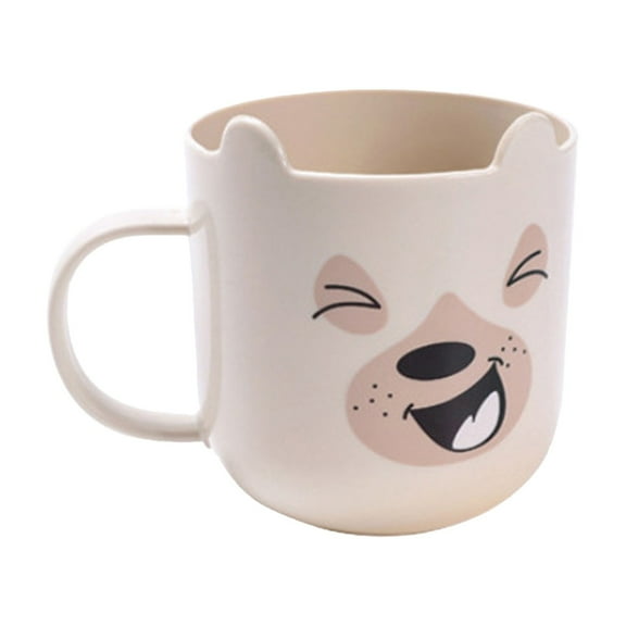 MOQIN 1 Pcs Bathroom Tumblers Cups With Handle, Reusable Toothbrush Holders, Cartoon Cute Plastic Drinking Cups for Water, Coffee, Milk, Juice, Tea