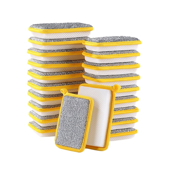 MOQIN 10 Pieces Reusable Sponges Kitchen Non Scratch Microfiber Sponge Scrubber Double Sided Round Scrubber Rag Dish Pad for Kitchen Cleaning Dishes and Pots, Kitchen Cleaning Tool