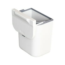 MOQIN 2.4Gallon Foldable Hanging Trash Can with Lid for Cabinet Door,Kitchen Compost Bin,Wall-Mounted Plastic Garbage Can for Countertop or Under Sink, Bathroom and RV (White with lid)