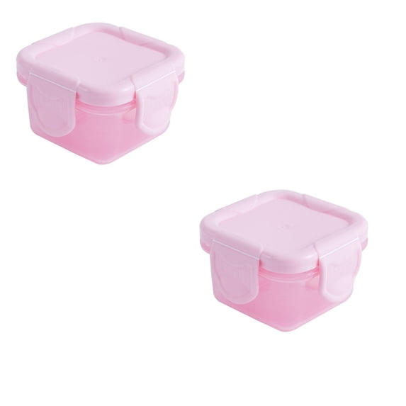 MOQIN 2-Pack Mini BPA-Free Plastic Food Storage Containers | Stackable Airtight Lunch Boxes for Kids | Portable Square Snack Pots for School Snacks, Leftovers & Pantry Organization,150ml