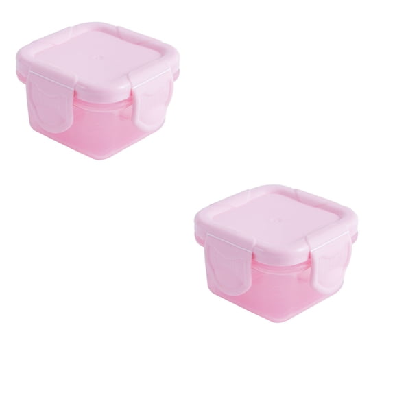 MOQIN 2-Pack Mini BPA-Free Plastic Food Storage Containers | Stackable Airtight Lunch Boxes for Kids | Portable Square Snack Pots for School Snacks, Leftovers & Pantry Organization,150ml