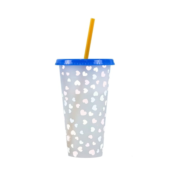 MOQIN 24oz Color Changing Cups With Lids and Straws Reuasble Plastic Cup Unbreakable Cold Drink Plastic Tumblers Bulk,Couple Cup,Party Cups Sippy Cups for Thanksgiving Day