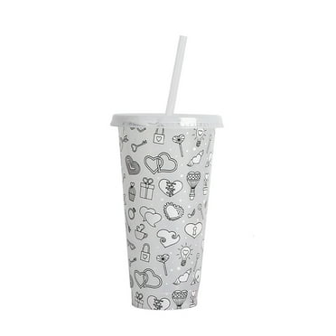 MOQIN 24oz Color Changing Cups With Lids and Straws Reuasble Plastic Cup Unbreakable Cold Drink Plastic Tumblers Bulk,Couple Cup,Party Cups Sippy Cups for Thanksgiving Day