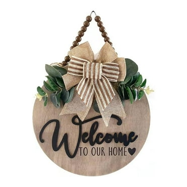 MOQIN 3D Welcome Sign For Front Door | Home/Farmhouse Porch Decor Wooden Hanging Sign Round Paper Trees