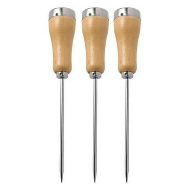 MOQIN 3pcs Ice Pick for Breaking Ice, Stainless Steel Ice Pick with Wooden Handle and Sheath Kitchen Tool, for Bars Restaurant Home Bartender Picnics Camping