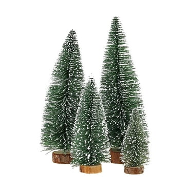 MOQIN 4 Pcs Artificial Mini Christmas Tree Small Bottle Brush Christmas Tree Desktop Miniature Pine Tree Sisal Trees with Bases for Home Xmas Holiday Party Tabletop Tree Decor