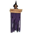 thumbnail image 1 of MOQIN 4FT Hanging Witch Halloween Decorations Outdoor, Animated Talking Witches with Color-Changing LED Eyes & Scary Sounds, Touch & Sound Sensor Halloween Decor for Yard Porch Haunted House, 1 of 8