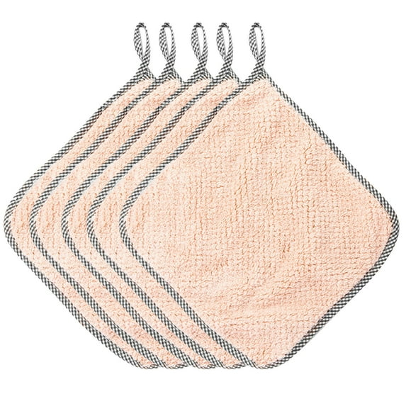 MOQIN 5Pack Kitchen Dish Cloths, Reusable Dish Towels, Super Absorbent Coral Velvet Cleaning Cloths for Cleaning Tableware, Kitchen, Bathroom