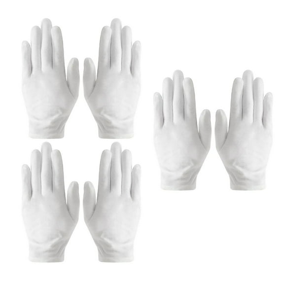 MOQIN 6 Pairs White Cotton Gloves - Breathable Work Glove Liners, Gloves for Men Women Art Crafting Handling, Eczema, BBQ, Coin Jewelry Watch Inspection, Dry Hands Sleeping, Archival Gloves, M