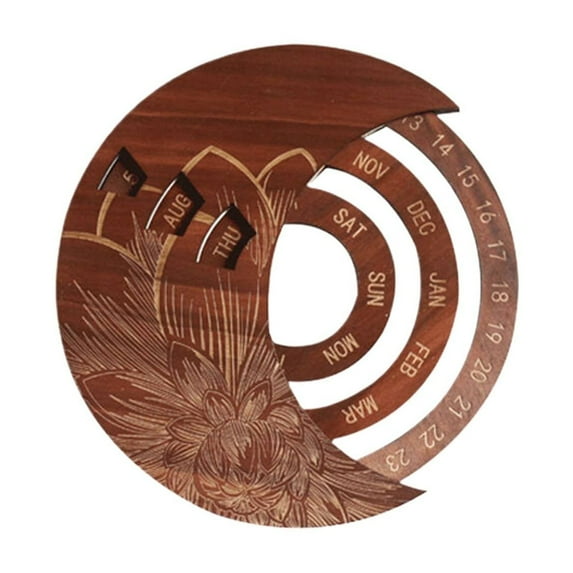 MOQIN 9.6 Inch Perpetual Calendar Wooden Home and Office Desk Decor -Vintage Wooden Disc Perpetual Desk Calendar, Family Birthday Reminder Calendar Sign Board,for Home Office School