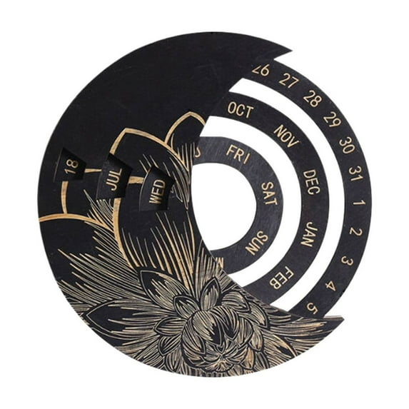 MOQIN 9.6 Inch Perpetual Calendar Wooden Home and Office Desk Decor -Vintage Wooden Disc Perpetual Desk Calendar, Family Birthday Reminder Calendar Sign Board,for Home Office School