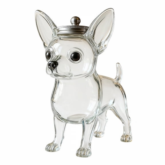 MOQIN Airtight Glass Snack Container with Lid, Cute Dog-Shaped Candy Jar for Cookies, Coffee Pods, Pet Treats – Decorative Kitchen Storage for Dog Lovers,Clear,Decorative Furniture Ornaments