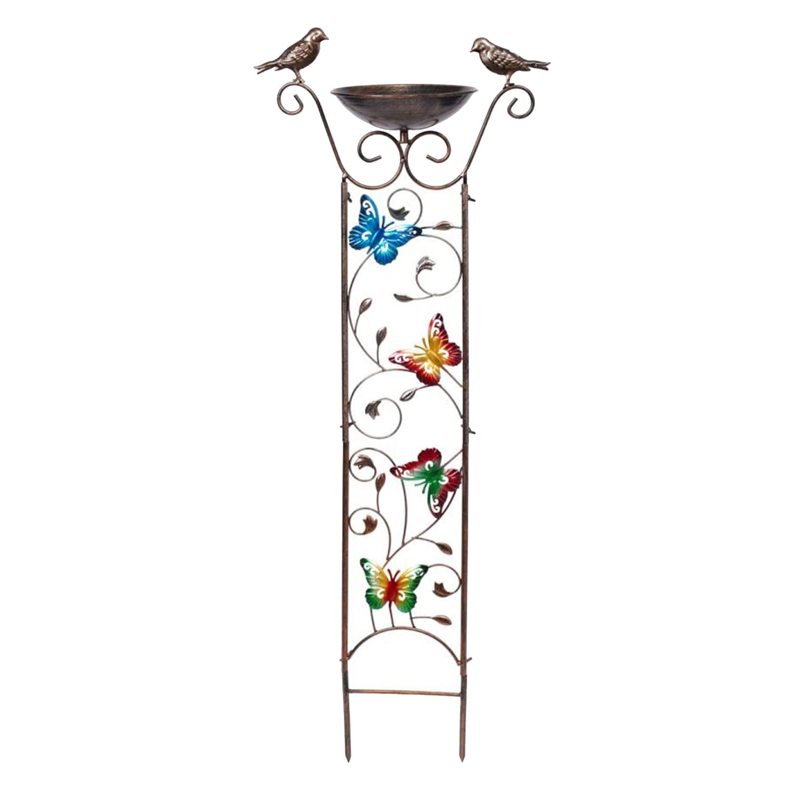 MOQIN Bird Bath with Garden Trellis for Climbing Plants Outdoor, with Decorative Free Standing Detachable Bird Feeder Bowl Bird Baths for Outdoors Metal Antique