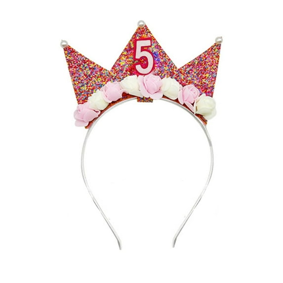 MOQIN Birthday Crown Headbands for Toddlers Girls - 2nd to 6th Birthday Crown, Princess Crown for Girls, Princess Tiara, Flower Crown Headbands for Birthday Girls