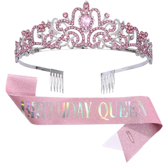 MOQIN Birthday Girl Tiara, Crown for Girls, Princess Crown with Birthday Sash, Birthday Crowns Tiara for Women, Happy Birthday Decorations Party Supplies Gifts