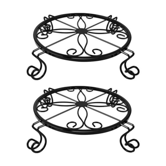 MOQIN Black Plant Stand for Flower Pot Heavy Duty Potted Holder Indoor Outdoor Metal Rustproof Iron Garden Container Round Supports Rack for Planter Bronze, Pumpkin Stand Outdoor