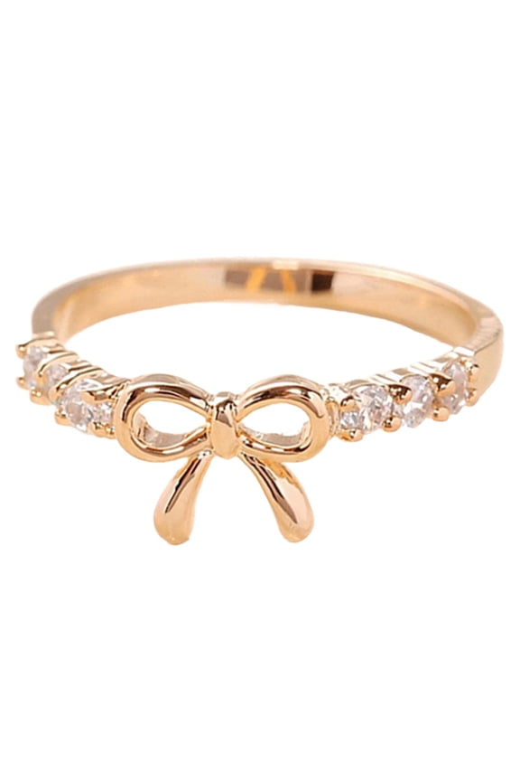 MOQIN Bow Rings Infinity Rings for Wome Fine Bow Jewelry Ribbon Ring,Simulated Diamond Stackable Ring Eternity Bands for Women - Valentines Day Bow Ring Gift for Her