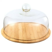 MOQIN Cake Stand with Dome Lid, Wood Cake Plate with Cover, 2-in-1 Dessert Table Display Set, Nachos Cake Holder Tray for Wedding Gift Kitchen,Birthday,Parties,Baking Gifts