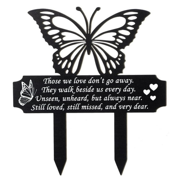 MOQIN Cemetery Decorations for Grave Butterfly Memorial Grave Markers Plaque Stake Metal Memorial Sympathy Cemetery Garden Stake Decoration for Outdoors Yard
