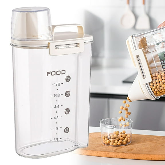 MOQIN Cereal Containers Storage, Airtight Large Dry Food Storage Containers with Pouring Spout, Measuring Cup for Flour and Grain, BPA Free Plastic Dispenser