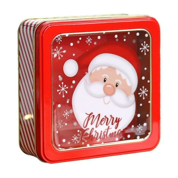 MOQIN Christmas Cookie Tins with Lids, Square Xmas Candy Tin Set Small Metal Candy Box Mini Tinplate Cookie Candy Boxes for Gift Giving Holiday Party Favors, 5.9 x 2 x 5.9 Inch