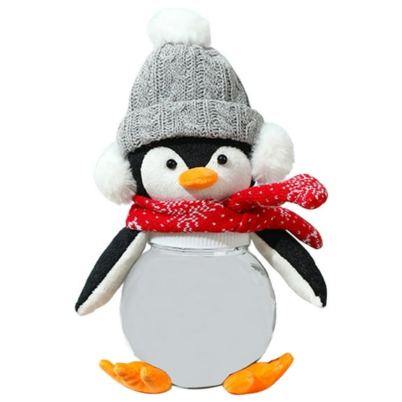 MOQIN Christmas Penguin Cookie Jar with Removable Hat - Cute Candy Storage Container for Xmas Decor, Large Capacity Treat Jar for Kitchen Counter, Winter Theme Home Decoration